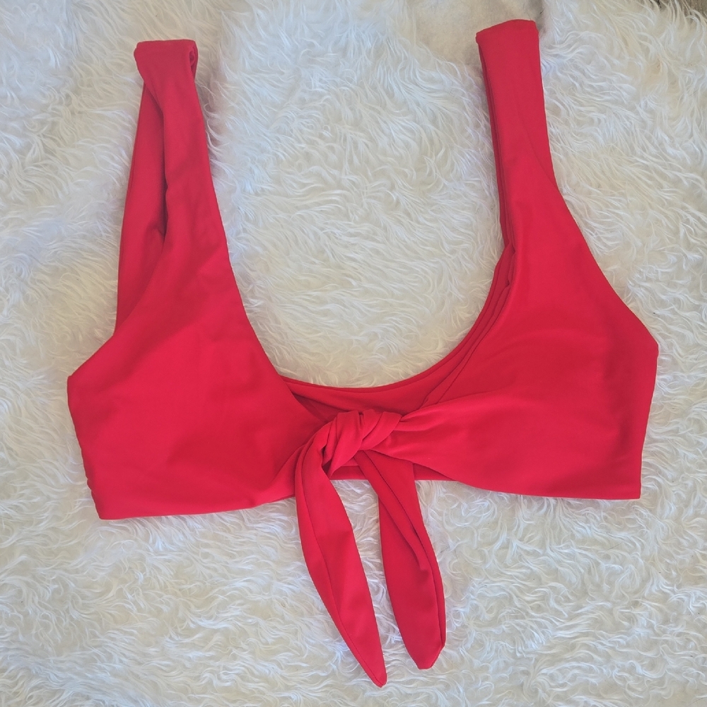 Zaful Red Tie Front Crop Tank Bikini